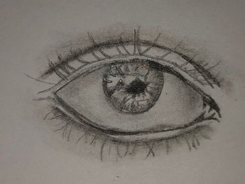 gezeichnetes Auge (schwarz-weiß)